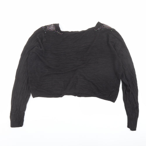 Marks and Spencer Womens Black V-Neck Acrylic Cardigan Jumper Size 16