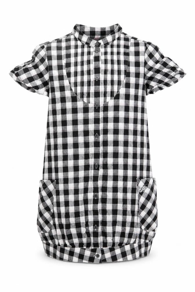 Hang Ten Girls Grey Plaid Cotton Pencil Dress Size 13 Years Round Neck Button