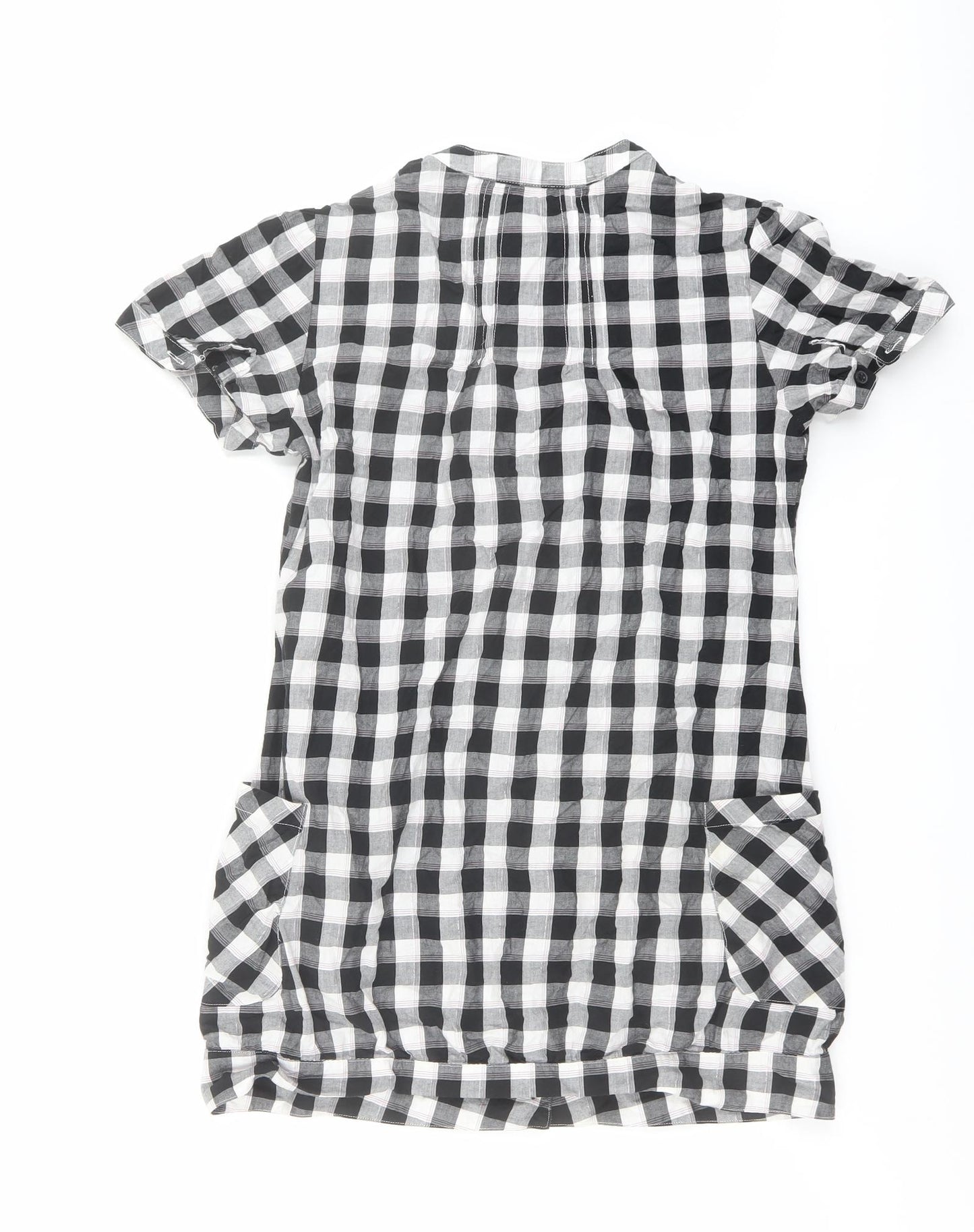 Hang Ten Girls Grey Plaid Cotton Pencil Dress Size 13 Years Round Neck Button