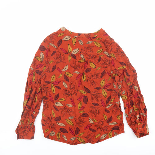 EWM Womens Red Floral Viscose Basic Blouse Size 12 V-Neck