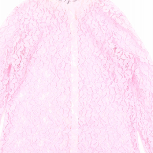 Sosandar Womens Pink Polyester Basic Button-Up Size 10 Collared
