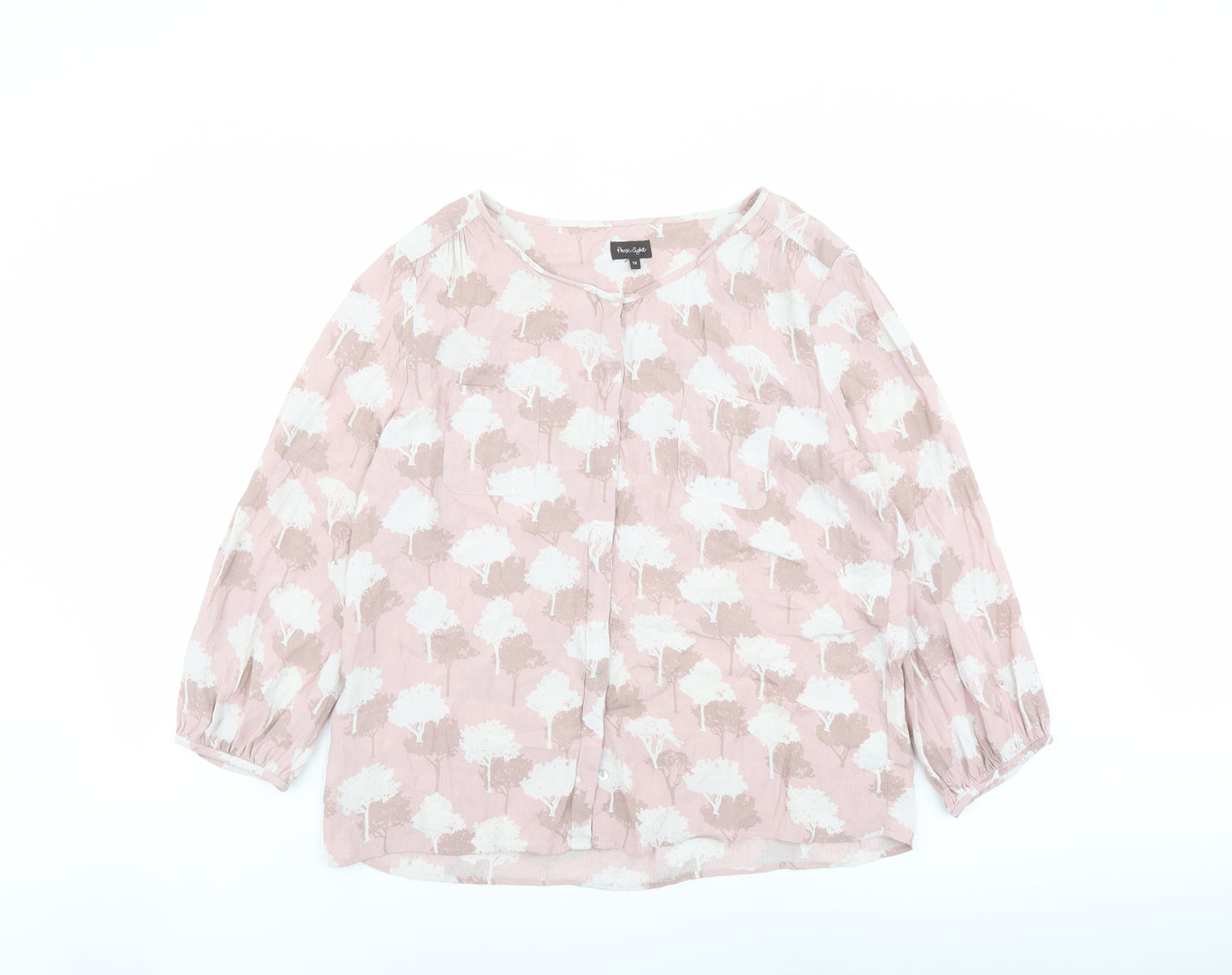 Phase Eight Womens Pink Geometric Viscose Basic Blouse Size 14 Boat Neck