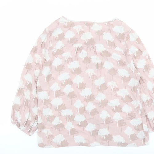Phase Eight Womens Pink Geometric Viscose Basic Blouse Size 14 Boat Neck