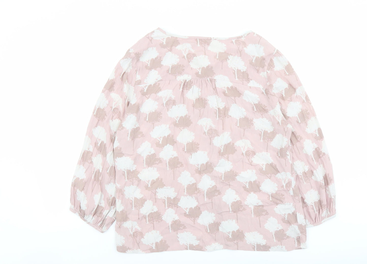 Phase Eight Womens Pink Geometric Viscose Basic Blouse Size 14 Boat Neck