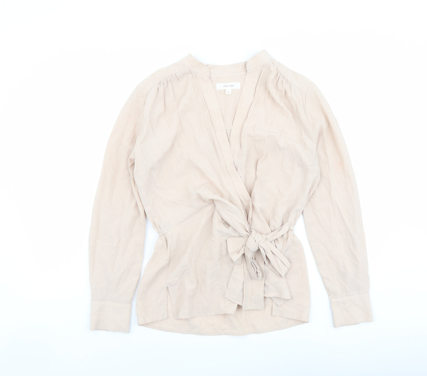 Per Una Womens Pink Viscose Wrap Blouse Size 10 V-Neck