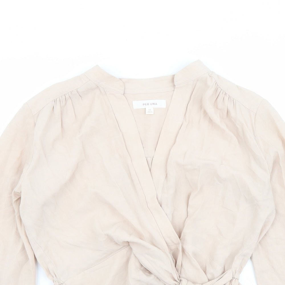 Per Una Womens Pink Viscose Wrap Blouse Size 10 V-Neck