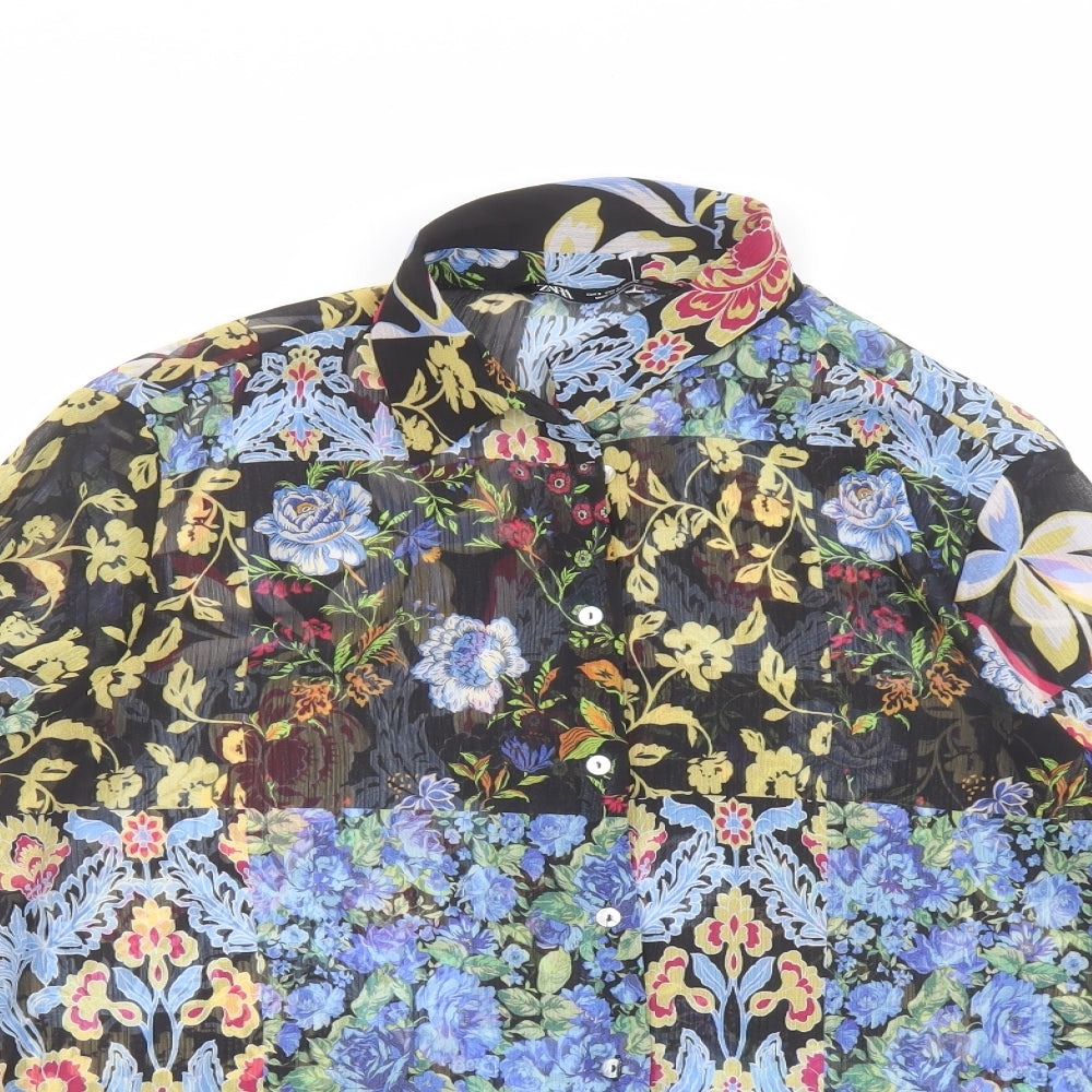Zara Womens Multicoloured Paisley Polyester Basic Button-Up Size S Collared