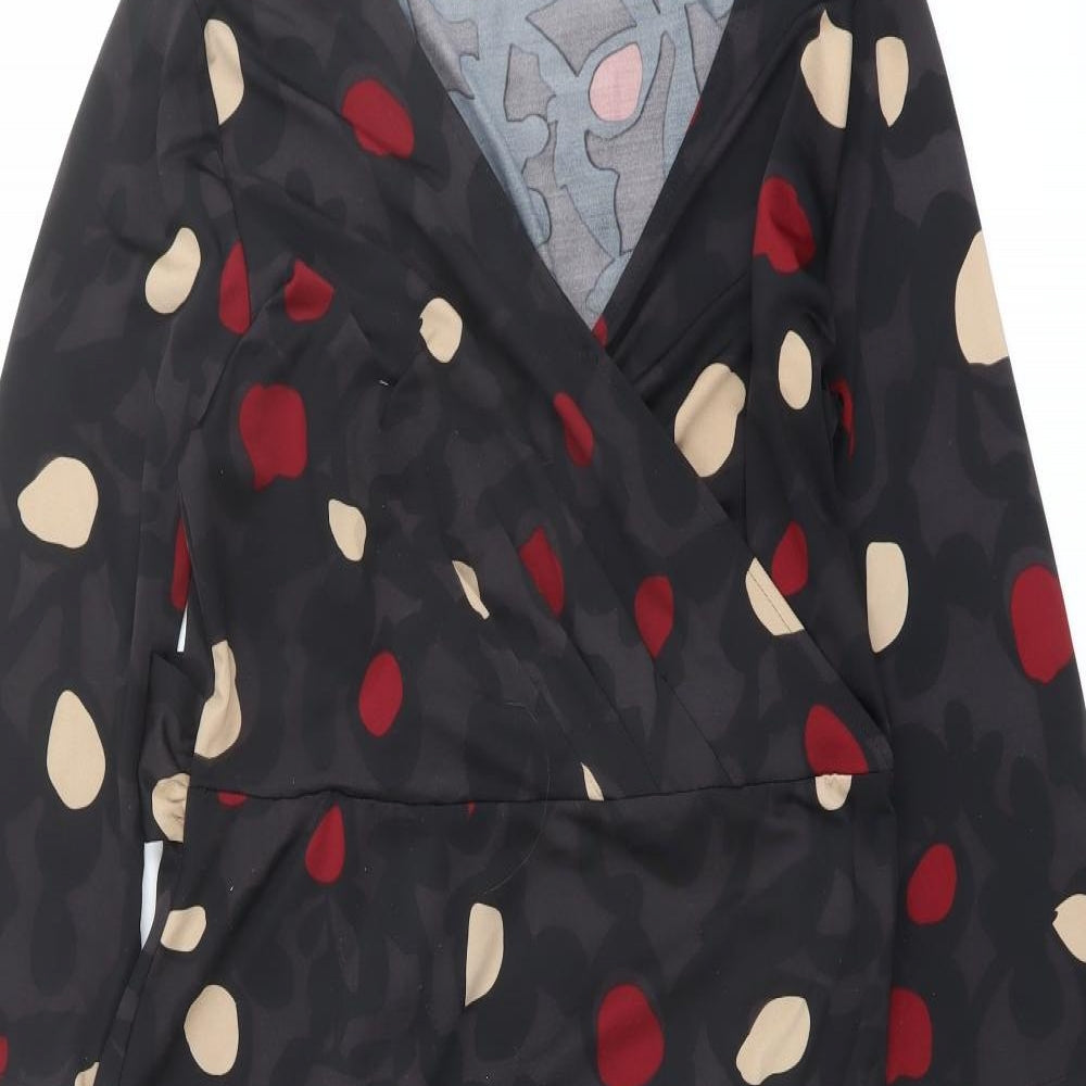 EWM Womens Multicoloured Geometric Polyester Trapeze & Swing Size 20 V-Neck Pullover