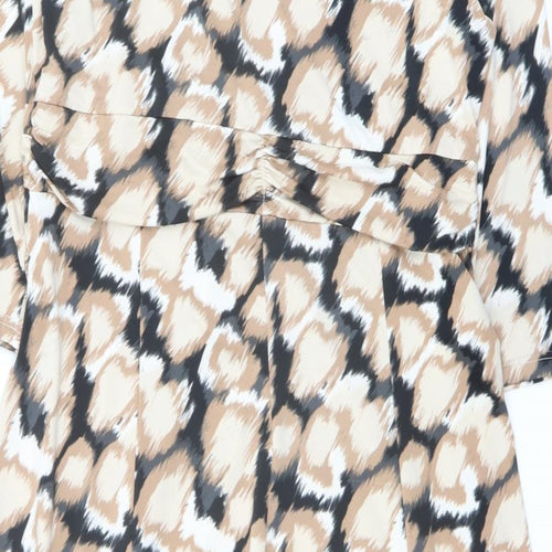 EWM Womens Beige Geometric Polyester A-Line Size 20 V-Neck Pullover