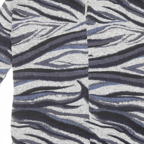 Principles Womens Grey Round Neck Geometric Viscose Pullover Jumper Size 14