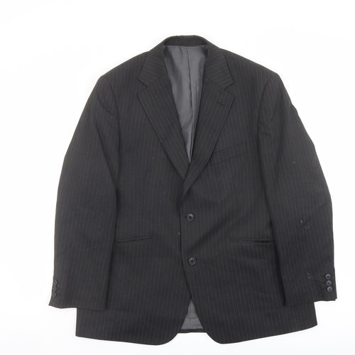 Marks and Spencer Mens Grey Striped Polyester Jacket Suit Jacket Size 42 Regular