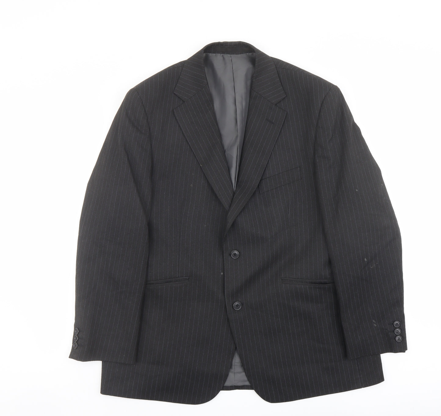 Marks and Spencer Mens Grey Striped Polyester Jacket Suit Jacket Size 42 Regular