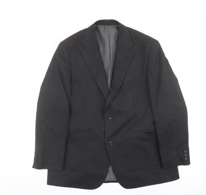 Marks and Spencer Mens Grey Striped Polyester Jacket Suit Jacket Size 42 Regular