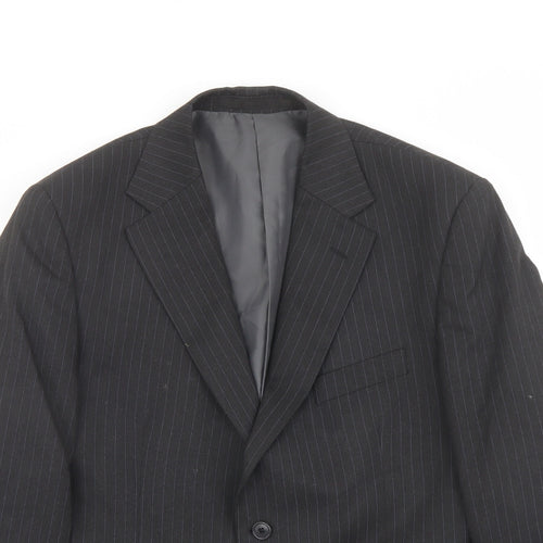 Marks and Spencer Mens Grey Striped Polyester Jacket Suit Jacket Size 42 Regular