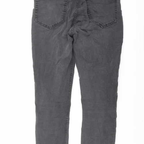 H&M Womens Grey Cotton Skinny Jeans Size 8 L26 in Regular Button