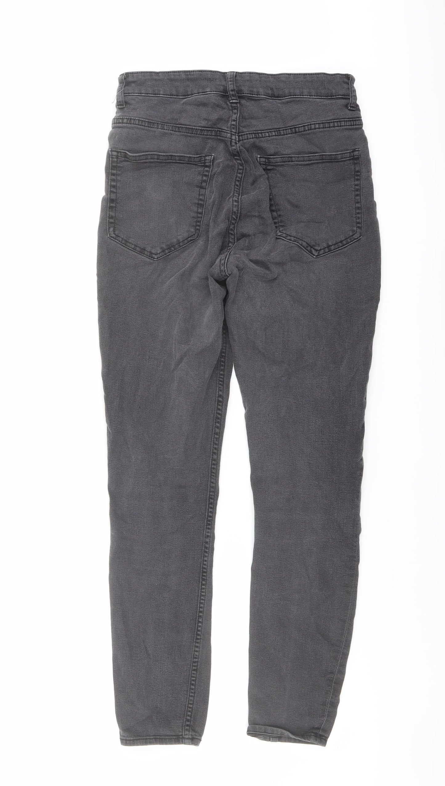 H&M Womens Grey Cotton Skinny Jeans Size 8 L26 in Regular Button