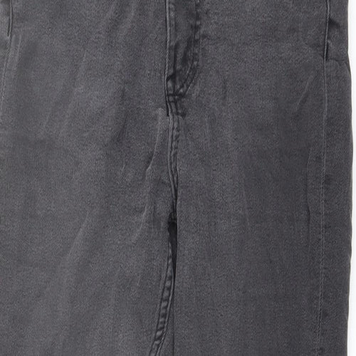 H&M Womens Grey Cotton Skinny Jeans Size 8 L26 in Regular Button