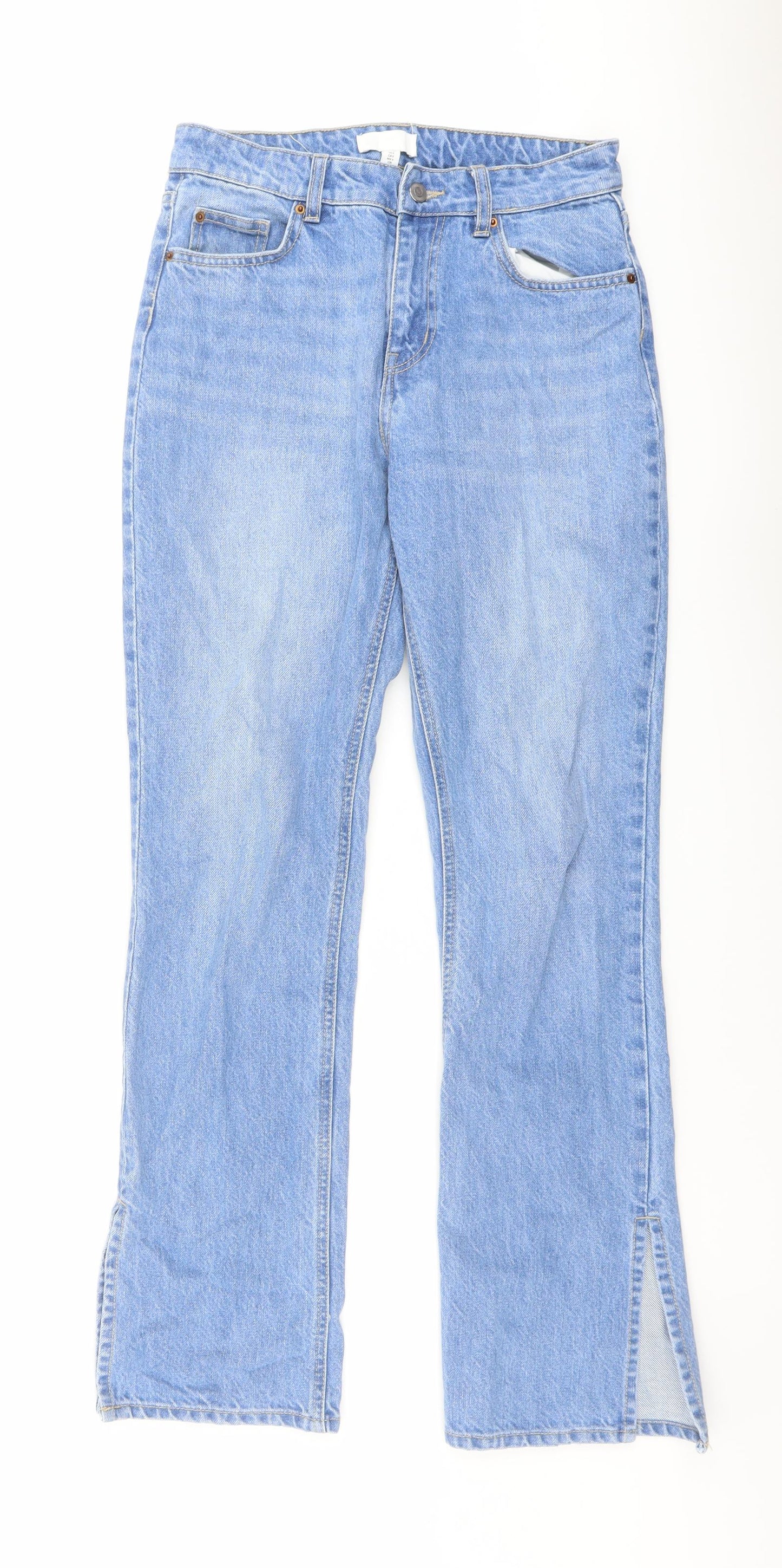 H&M Womens Blue Cotton Bootcut Jeans Size 10 L31 in Regular Button