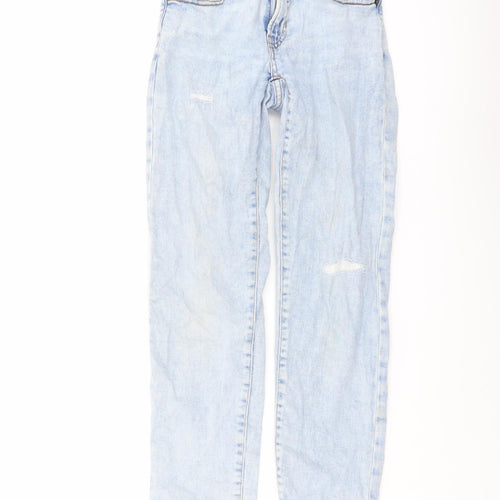 Zara Boys Blue Cotton Straight Jeans Size 10 Years Regular Button - Distressed