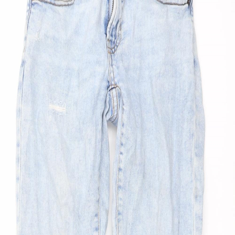 Zara Boys Blue Cotton Straight Jeans Size 10 Years Regular Button - Distressed