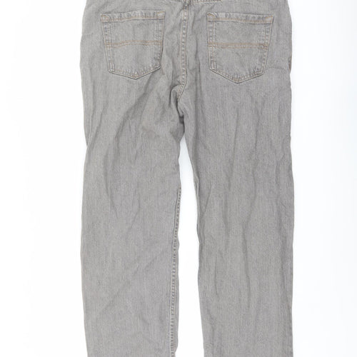 Marks and Spencer Mens Grey Cotton Straight Jeans Size 38 in L29 in Regular Button