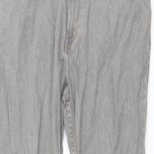 Marks and Spencer Mens Grey Cotton Straight Jeans Size 38 in L29 in Regular Button