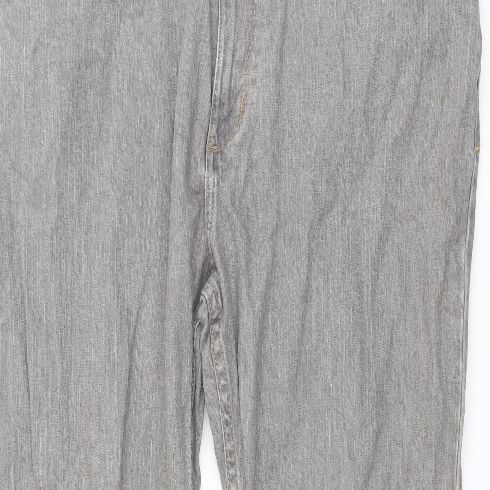 Marks and Spencer Mens Grey Cotton Straight Jeans Size 38 in L29 in Regular Button