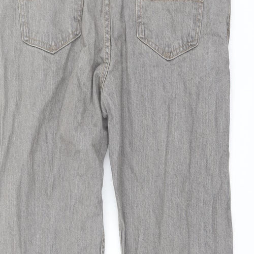 Marks and Spencer Mens Grey Cotton Straight Jeans Size 38 in L29 in Regular Button