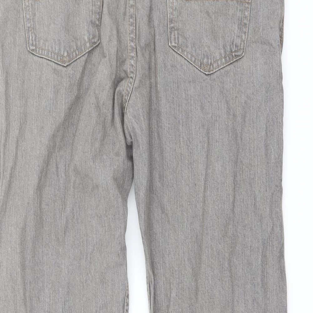 Marks and Spencer Mens Grey Cotton Straight Jeans Size 38 in L29 in Regular Button