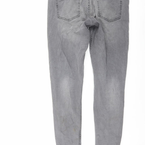 New Look Mens Grey Cotton Skinny Jeans Size 34 in L29 in Regular Button