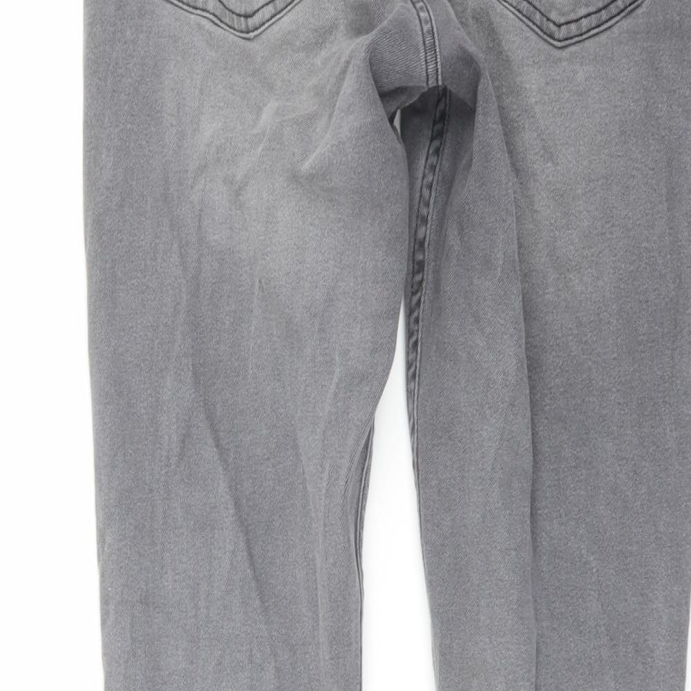 New Look Mens Grey Cotton Skinny Jeans Size 34 in L29 in Regular Button