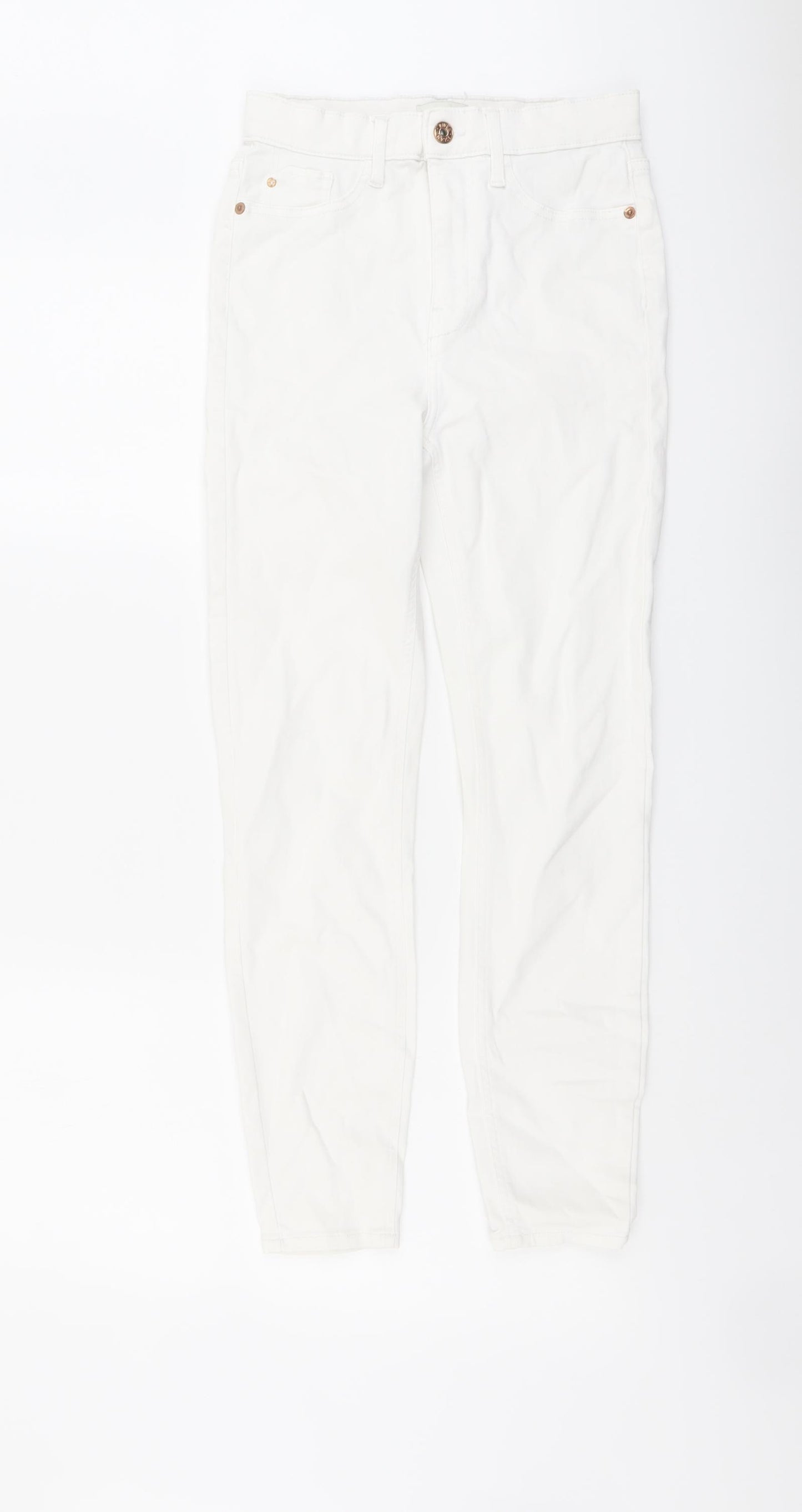 River Island Womens White Cotton Skinny Jeans Size 8 L25 in Regular Button