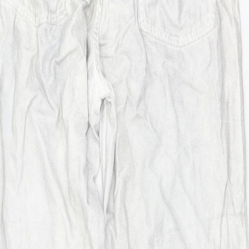 Zara Womens Silver Cotton Wide-Leg Jeans Size 16 L31 in Regular Button - Metallic