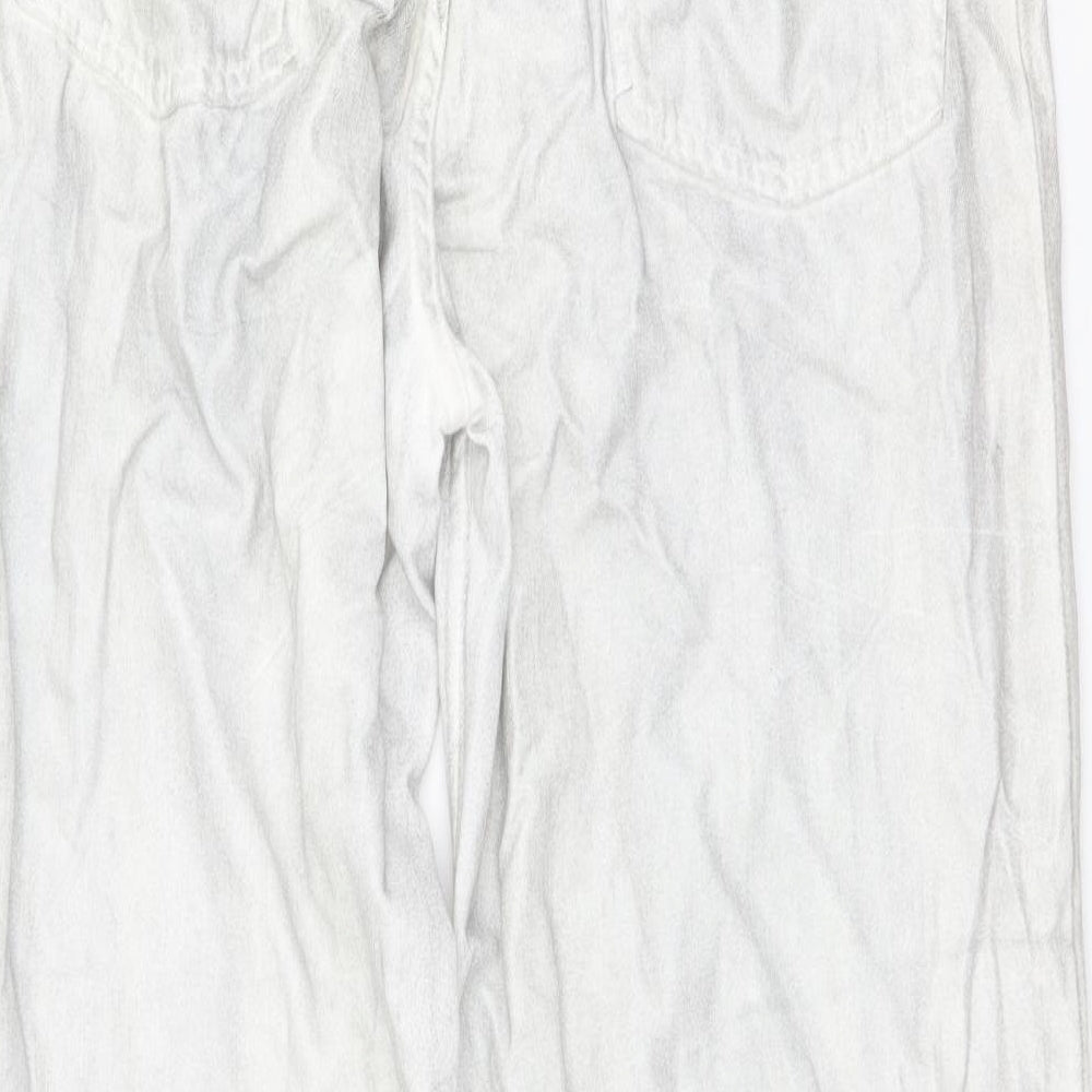 Zara Womens Silver Cotton Wide-Leg Jeans Size 16 L31 in Regular Button - Metallic