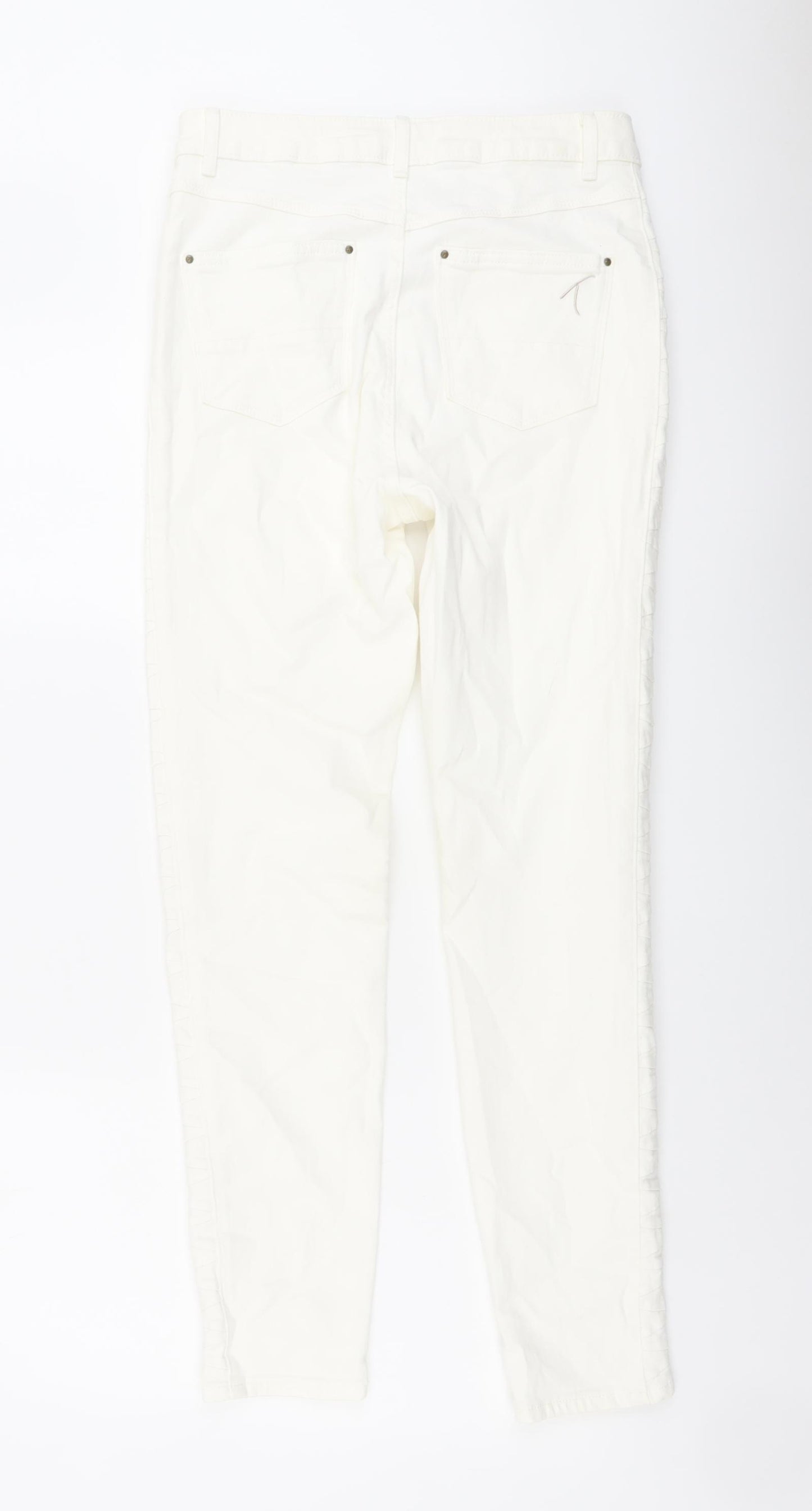 Marks and Spencer Womens Ivory Cotton Skinny Jeans Size 10 L28 in Regular Button