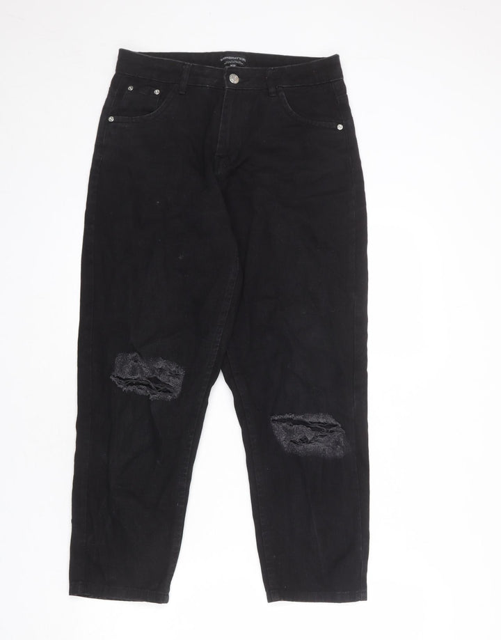 Wednesday's Girl Womens Black Cotton Mom Jeans Size 28 in L25 in Regular Zip