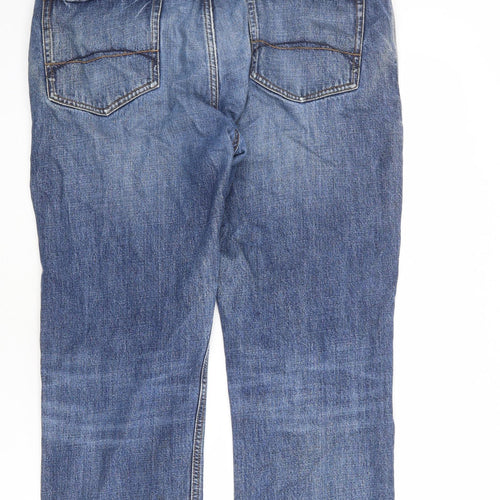 Fat Face Mens Blue Cotton Straight Jeans Size 34 in L29 in Regular Zip