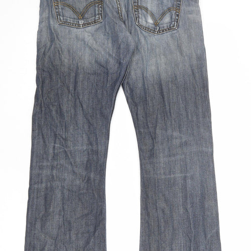 Levi's Mens Blue Cotton Bootcut Jeans Size 34 in L32 in Regular Button