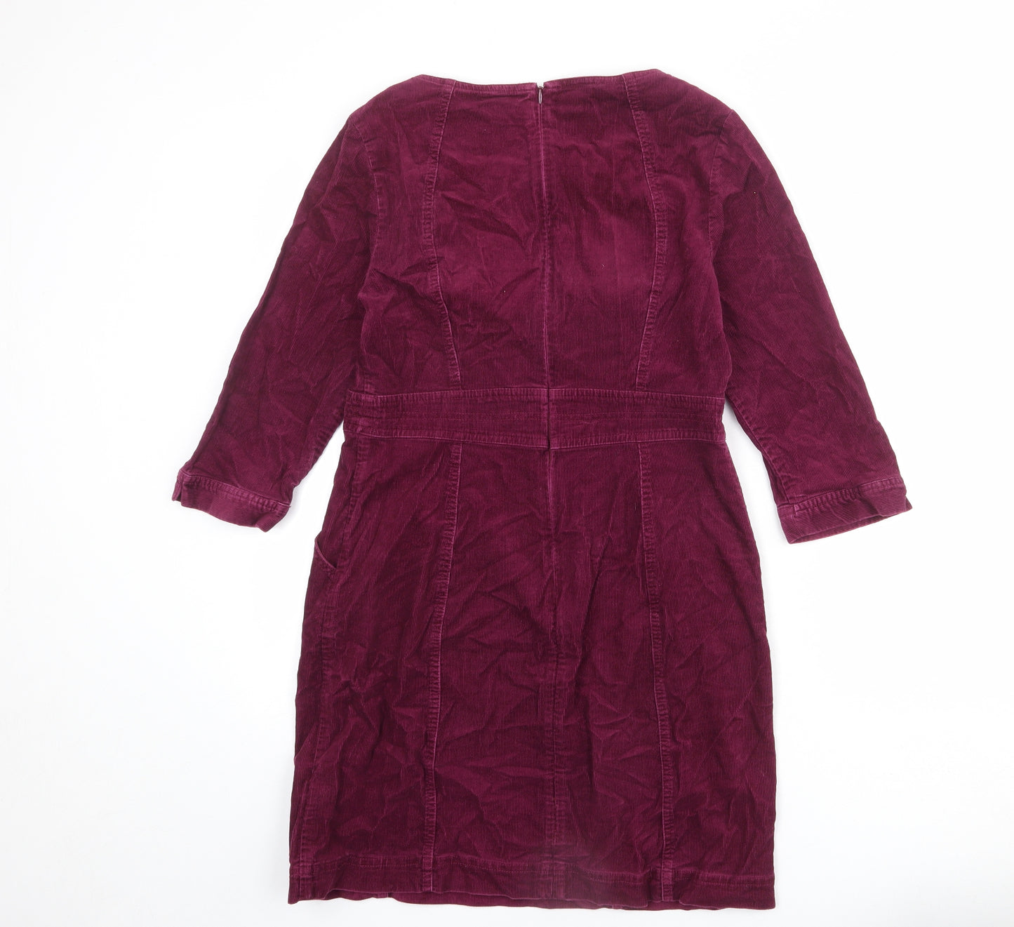 Boden Womens Red Cotton A-Line Size 12 Boat Neck Zip