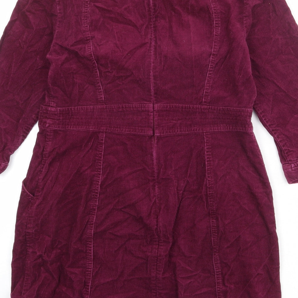 Boden Womens Red Cotton A-Line Size 12 Boat Neck Zip