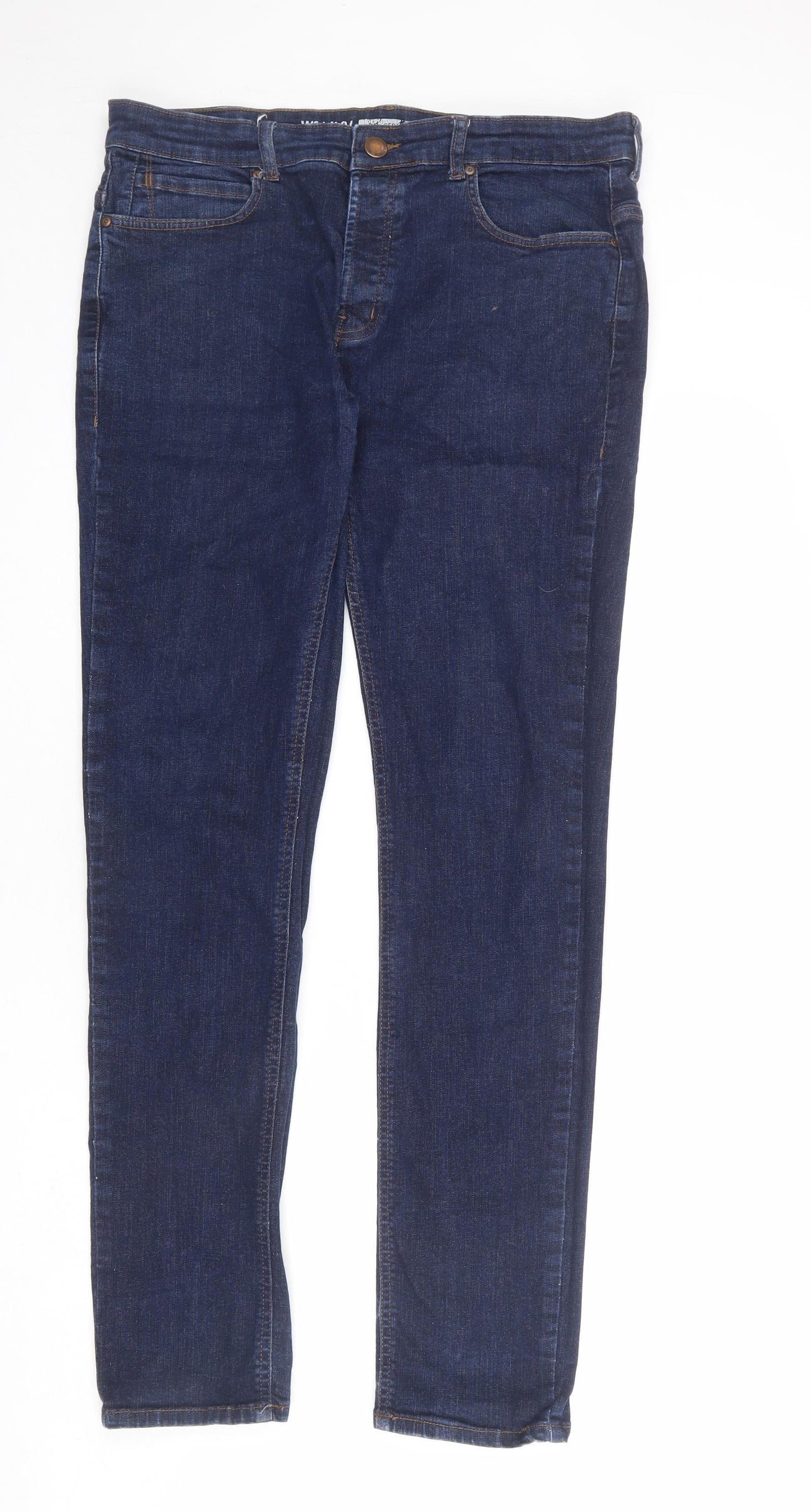 Denim & Co. Mens Blue Cotton Straight Jeans Size 36 in L34 in Regular Button