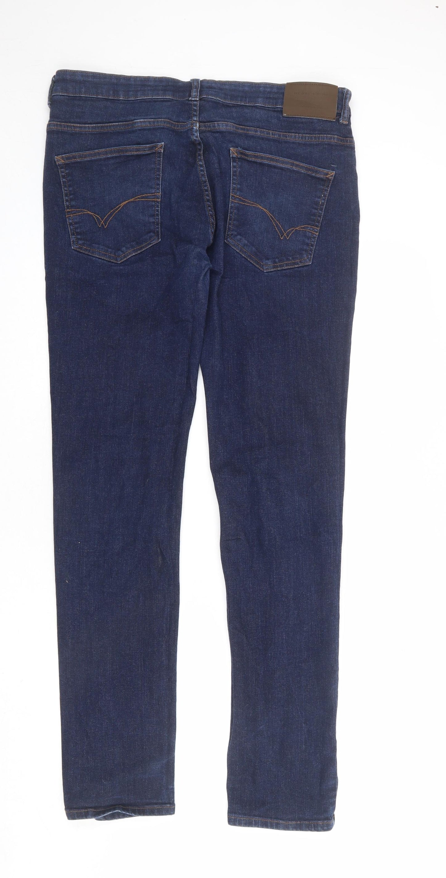Denim & Co. Mens Blue Cotton Straight Jeans Size 36 in L34 in Regular Button