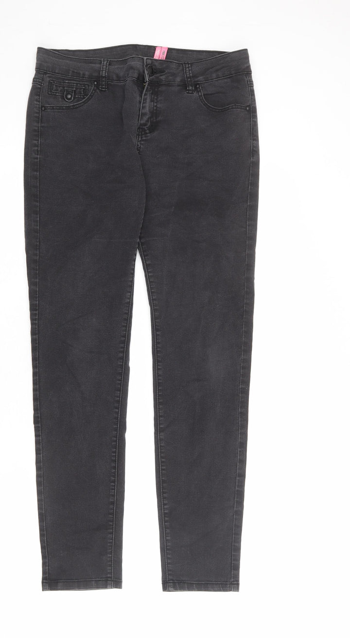 Yes Yes Womens Grey Cotton Skinny Jeans Size 14 L28 in Regular Zip