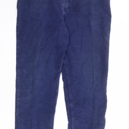 St Michael Womens Blue Cotton Trousers Size 16 L27 in Regular Zip