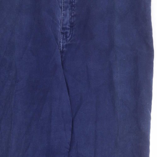St Michael Womens Blue Cotton Trousers Size 16 L27 in Regular Zip