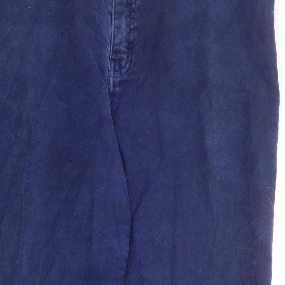 St Michael Womens Blue Cotton Trousers Size 16 L27 in Regular Zip