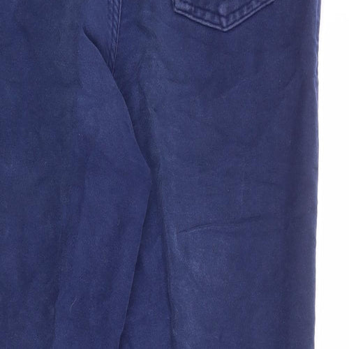 St Michael Womens Blue Cotton Trousers Size 16 L27 in Regular Zip