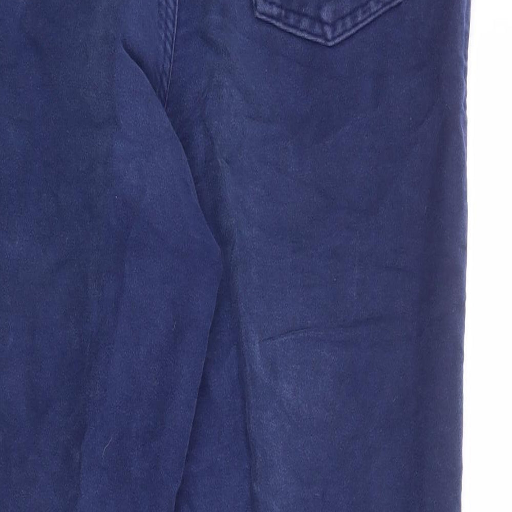 St Michael Womens Blue Cotton Trousers Size 16 L27 in Regular Zip
