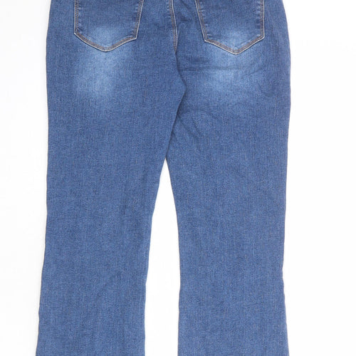 Denim & Co. Girls Blue Cotton Bootcut Jeans Size 13-14 Years L25 in Regular Zip