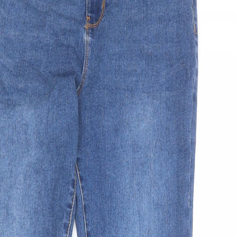 Denim & Co. Girls Blue Cotton Bootcut Jeans Size 13-14 Years L25 in Regular Zip